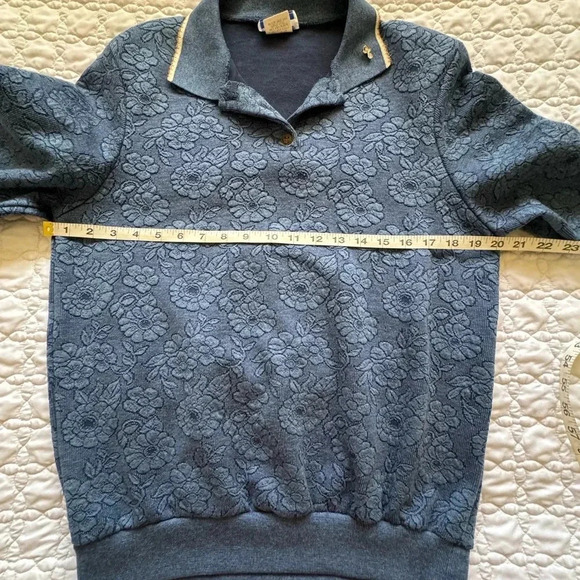 Vintage Cape Cod Sportswear Blue Floral Long Sleeve Collared Sweater Size Small - Picture 7 of 12